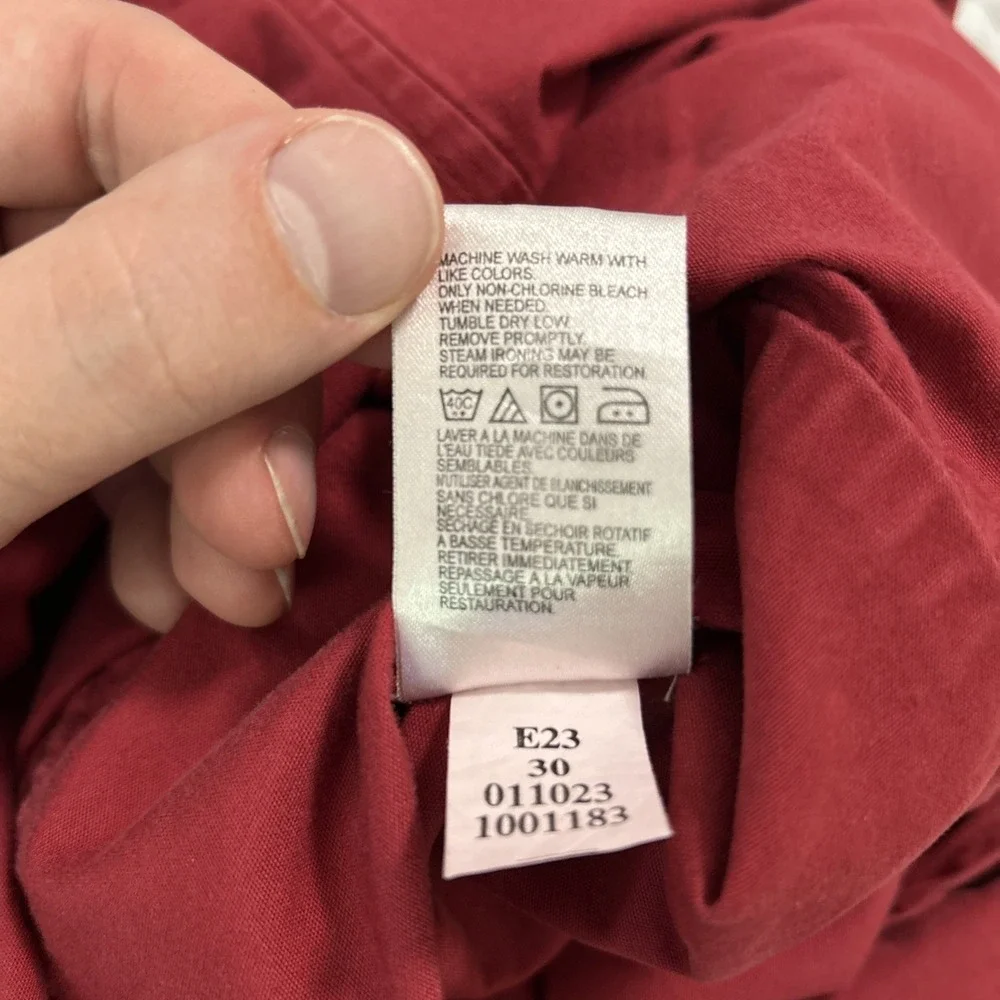 North Face Men's Long Sleeve Button-Up Camp Shirt 100% Cotton Red Size Medium